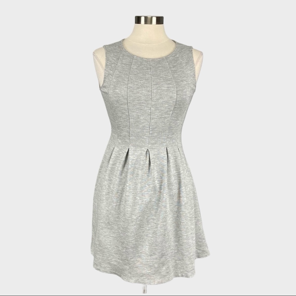 Monteau Womens Gray Knit Sleeveless Dress Flared Pleated A Line size Small